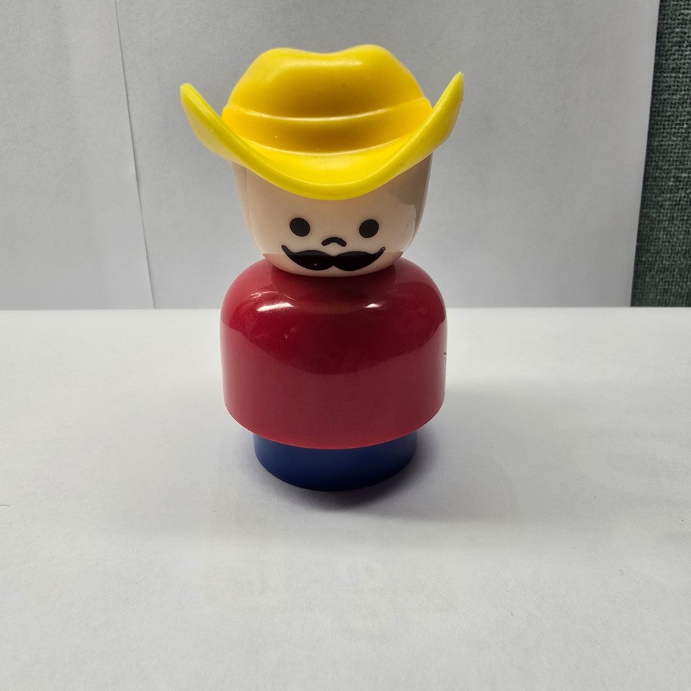 Little People Cowboy Fisher Price Figure Blue Red Yellow‎ Cowboy Hat 3in Toy